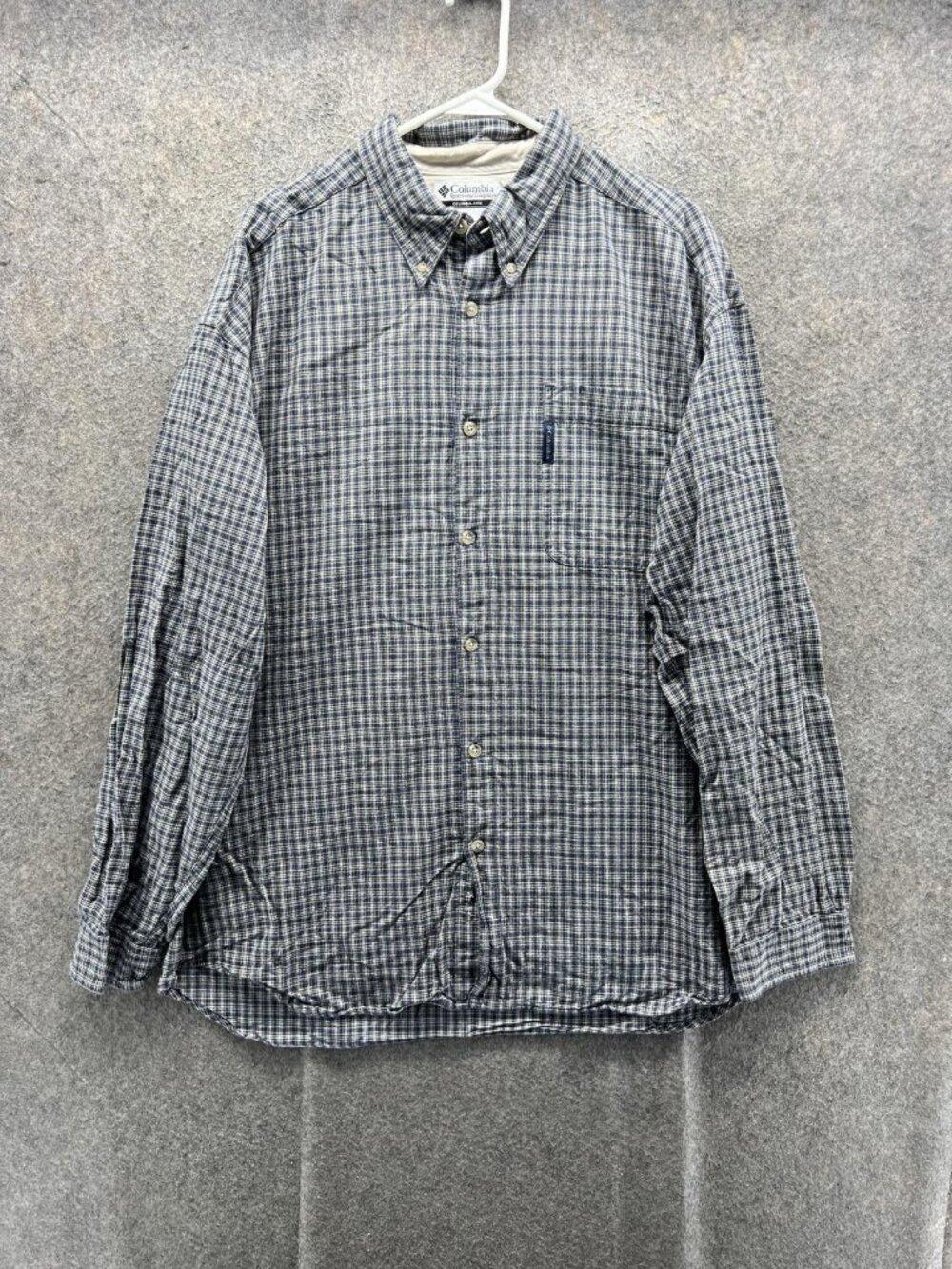 Columbia Shirt Men XL Blue Plaid Long Sleeve Button Up Cotton Casual Woven